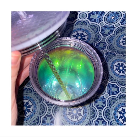 New Starbucks 2022 Spring Soft Touch White Frosted Grid Iridescent 24oz - Picture 3 of 3